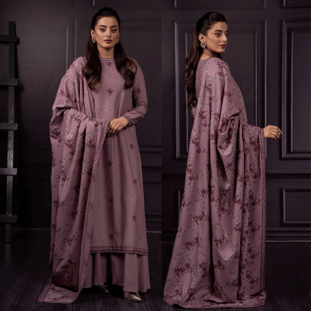 Asim Jofa - Winter 3PC Dhanak Embroidered Suit - VL1166