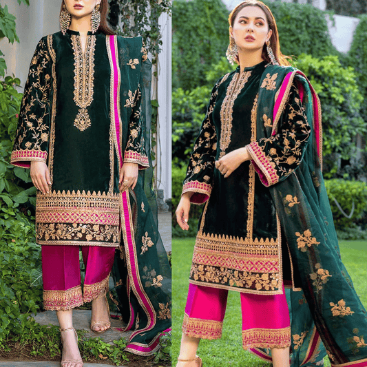 Zainab Chottani - Embroidered Velvet Dress - VL987