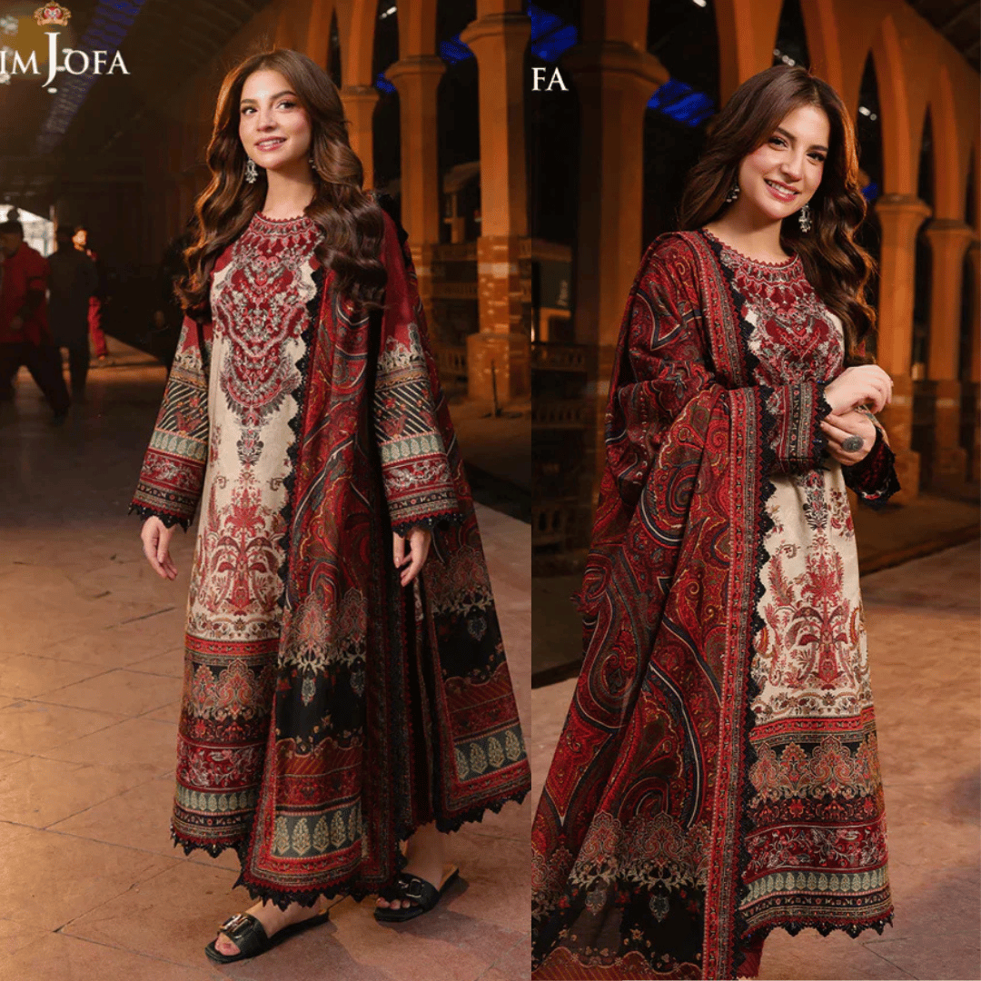 Asim Jofa - Winter 3PC Karandi Digital Print Dress - VL1169