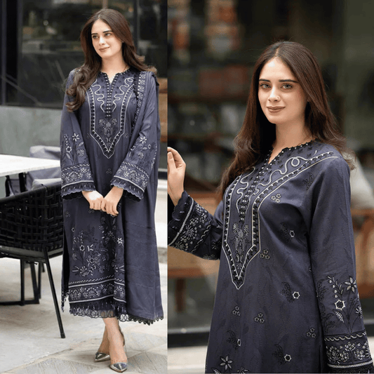Libass - Winter 3PC Dhanak Embroidered Suit - VL1172