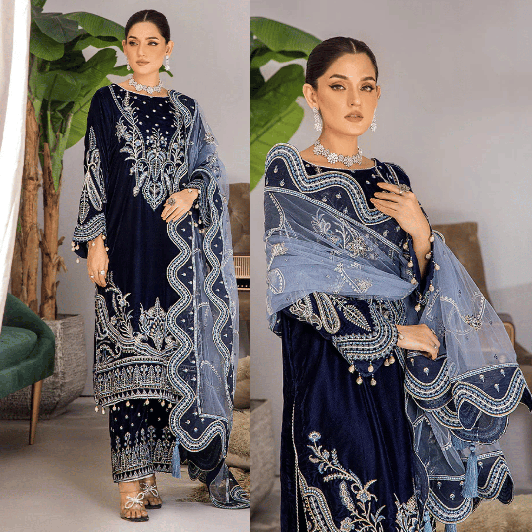 Cross Stitch - Velvet Dress with Embroidered Dupatta - VL949