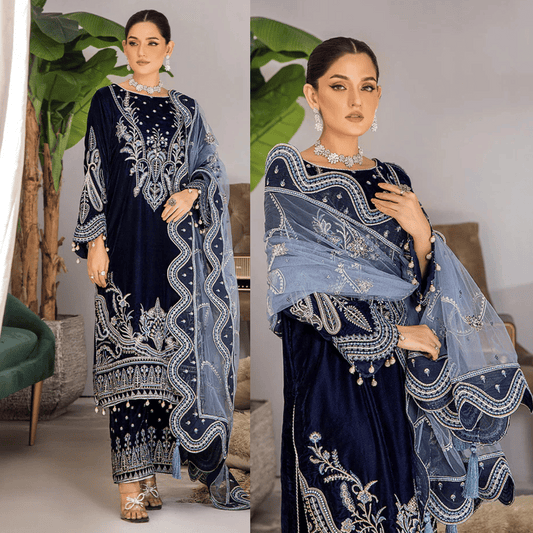 Cross Stitch - Velvet Dress with Embroidered Dupatta - VL949