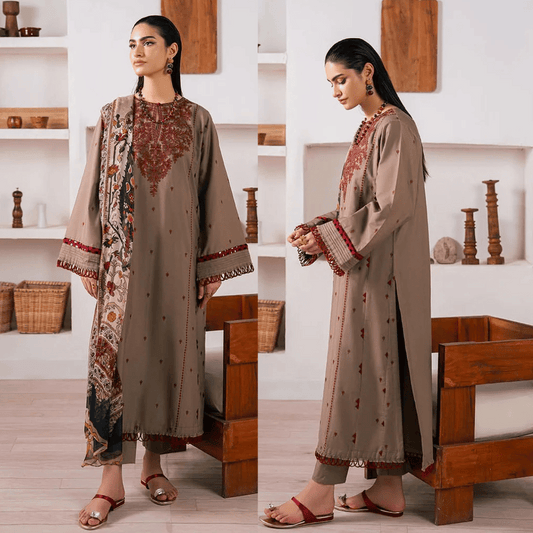 Baroque - 3PC Dhanak Embroidered Suit - VL1183