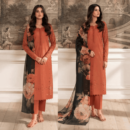 iznik Chilenkari Embroidered Dhanak Three Piece - VL1188
