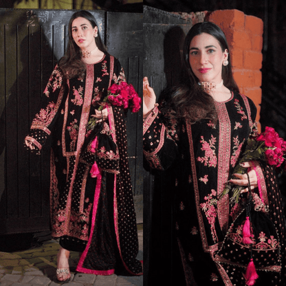 Maria B - Velvet Dress with Embroidered Dupatta - VL992