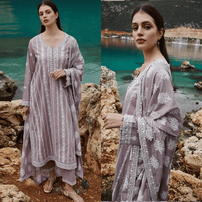 Zara Shahjahan - Winter 3PC Dhanak Embroidered Suit - VL1196