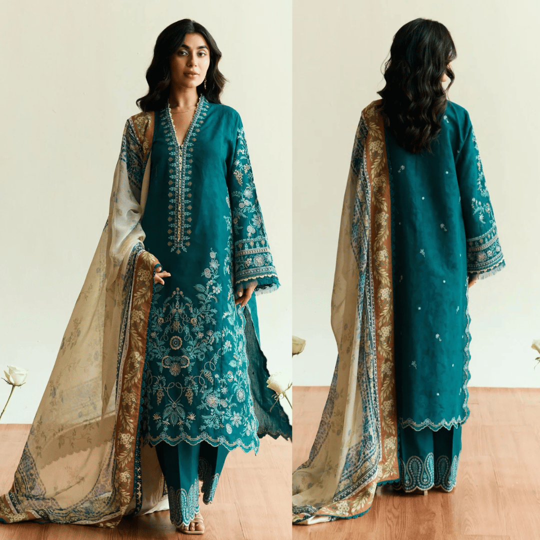 ZaraShahJahan, unstitched 3 piece embroidered winter suit - VL1197