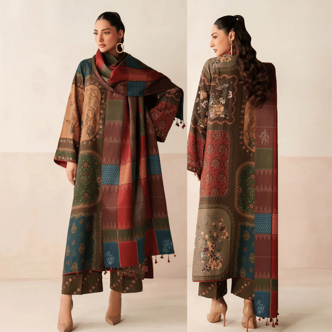 Baroque - Winter 3PC Karandi Digital Print Dress - VL1201