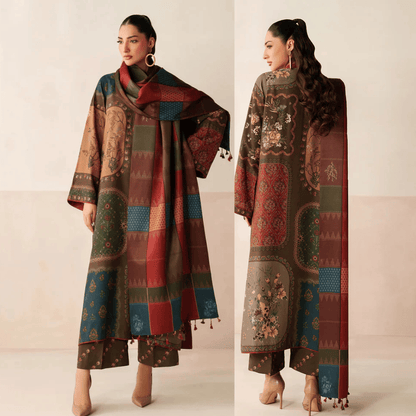 Baroque - Winter 3PC Karandi Digital Print Dress - VL1201