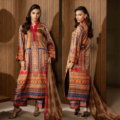 Maryum N Maria - Winter 3PC Karandi Digital Print Dress - VL1215
