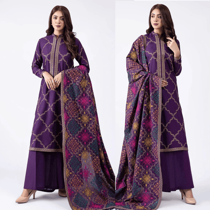 Kaseriya - Embroidered Dhanak Three Piece Winter Collection - VL1219