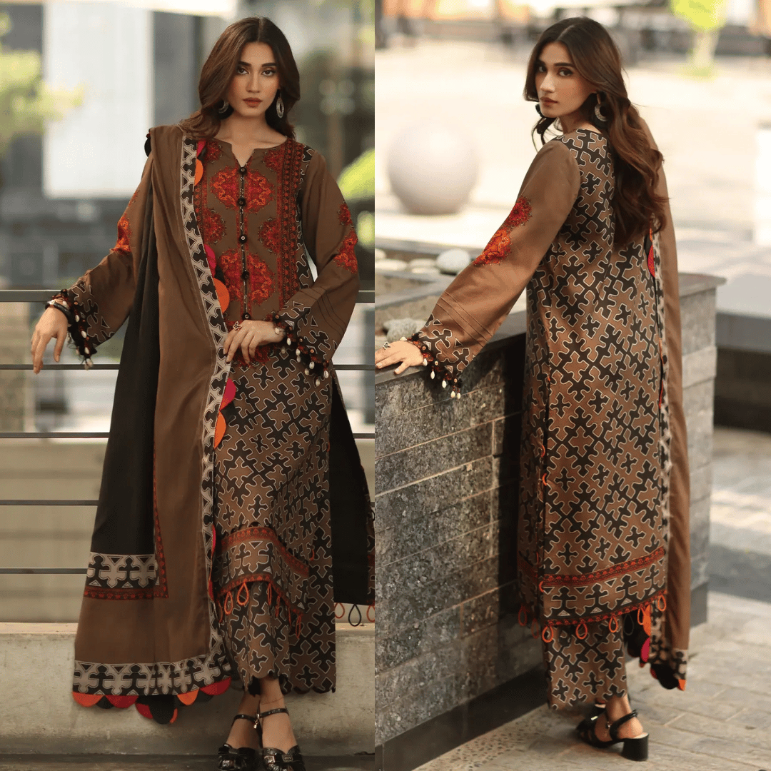 Asim Jofa - Winter 3PC Karandi Digital Print Dress - VL1221
