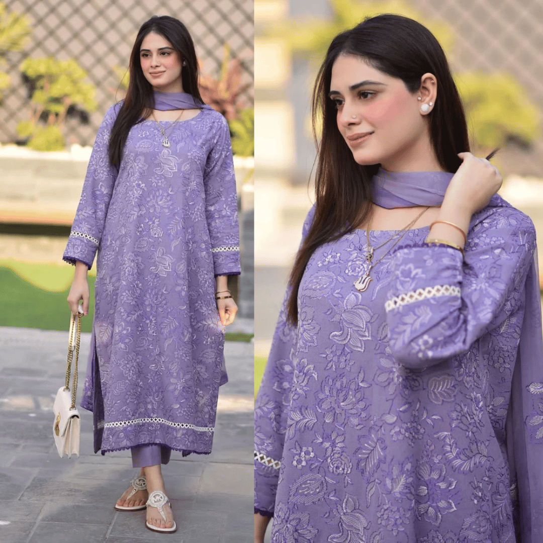 Breeze- 3PC Dhanak Embroidered Suit - VL928
