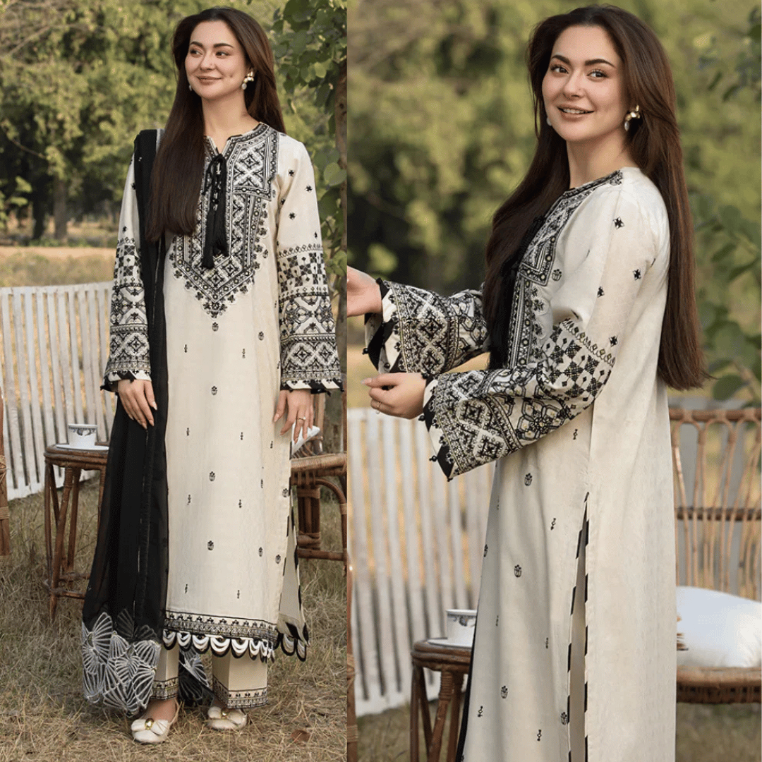 Allys - 3PC Dhanak Embroidered Suit - VL939