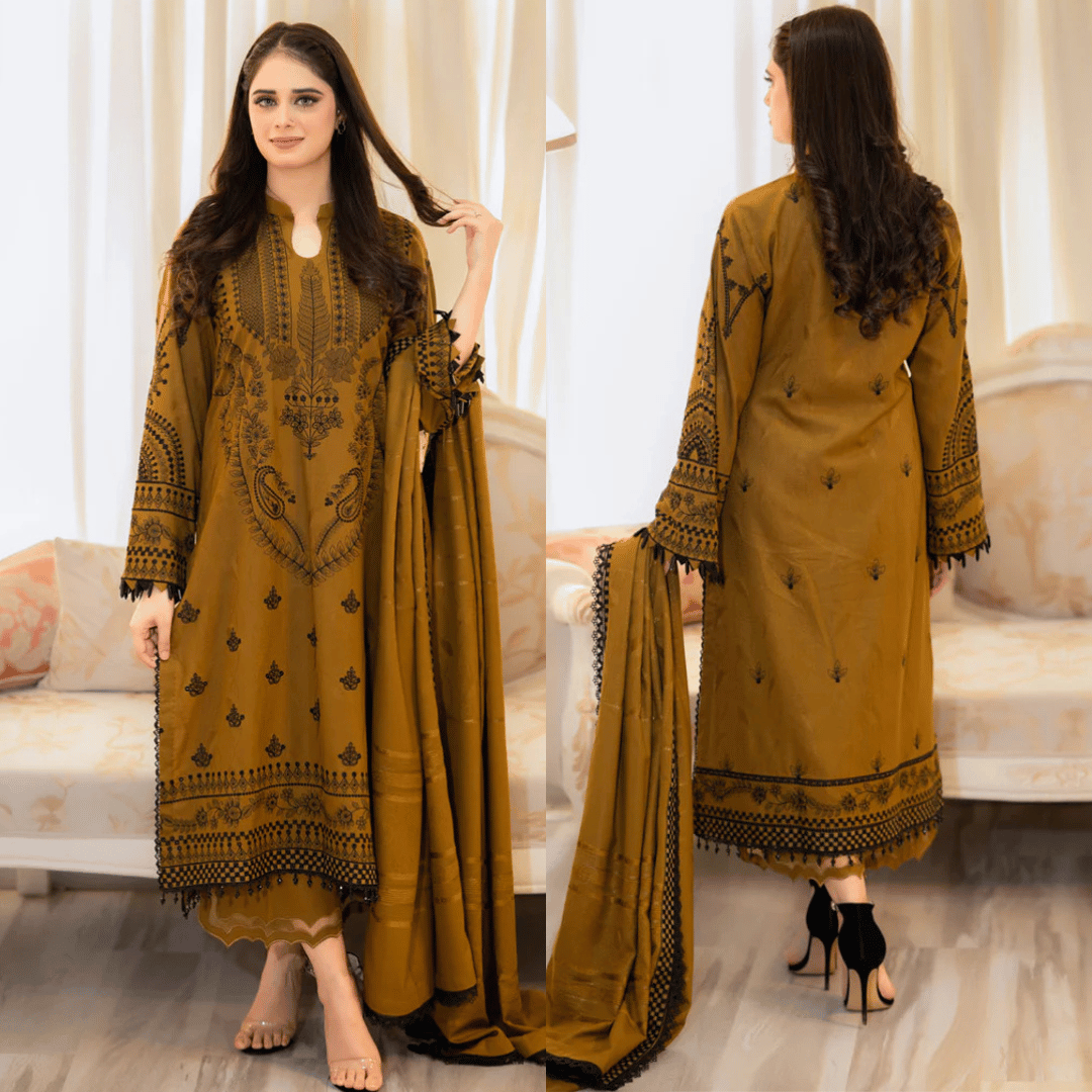 Baroque - 3PC Lawn Embroidered Suit - VL1021