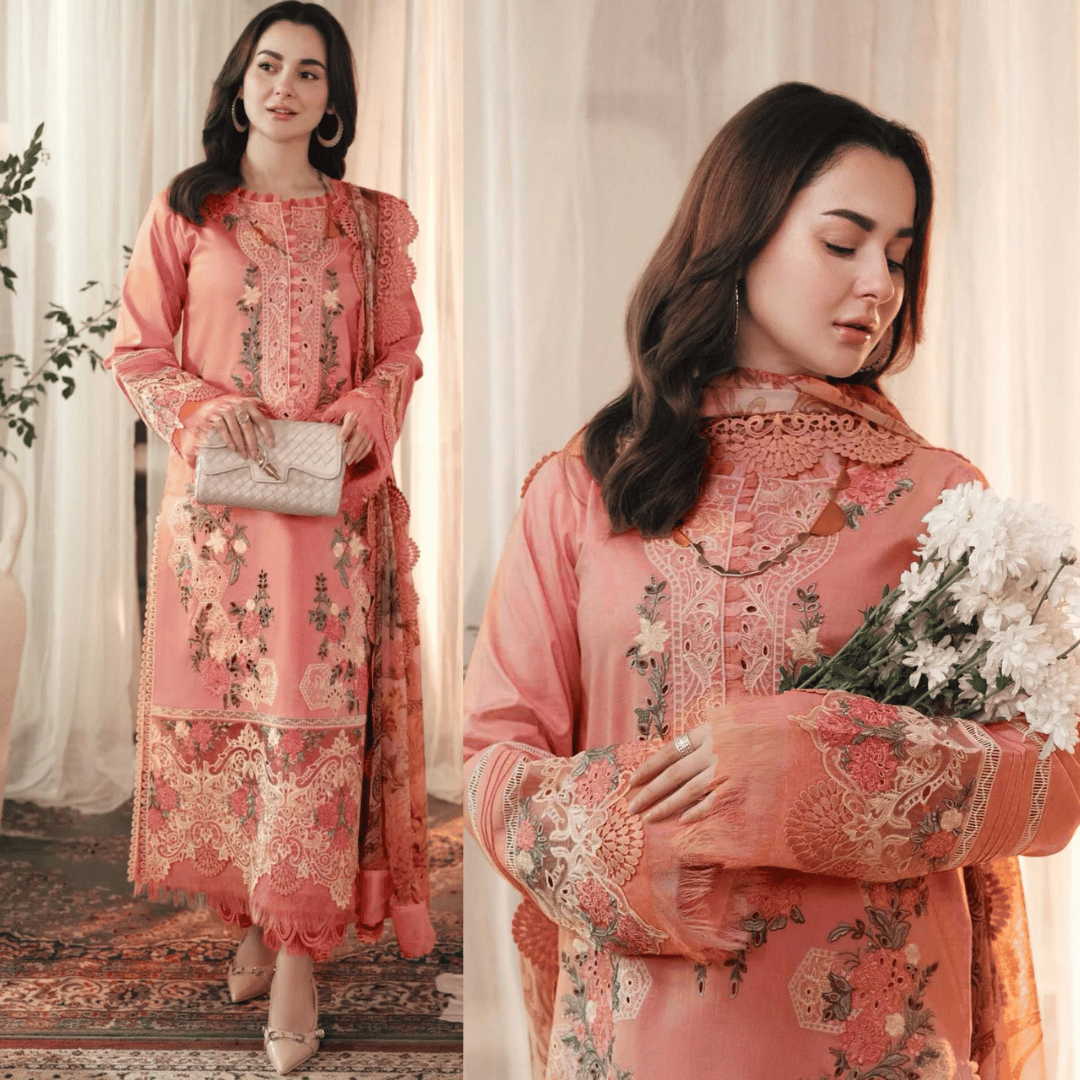Zara Shahjahan - 3-PC Dhanak ChickenKari EMBROIDERED SUIT - VL1028