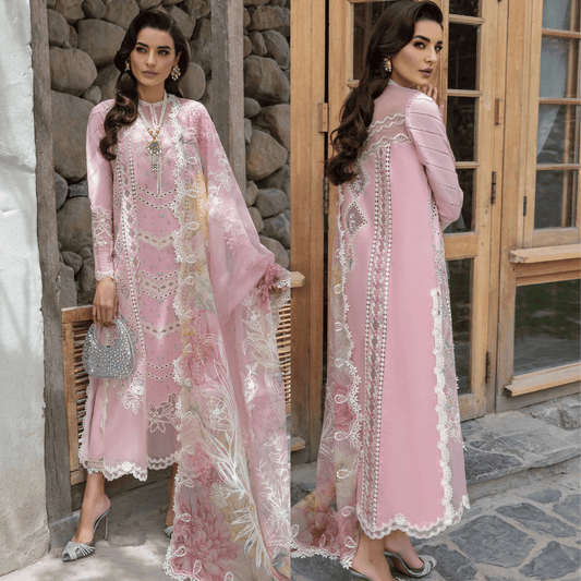 Crimson - 3PC Lawn Chikenkari Embroidered Shirt - VL1037