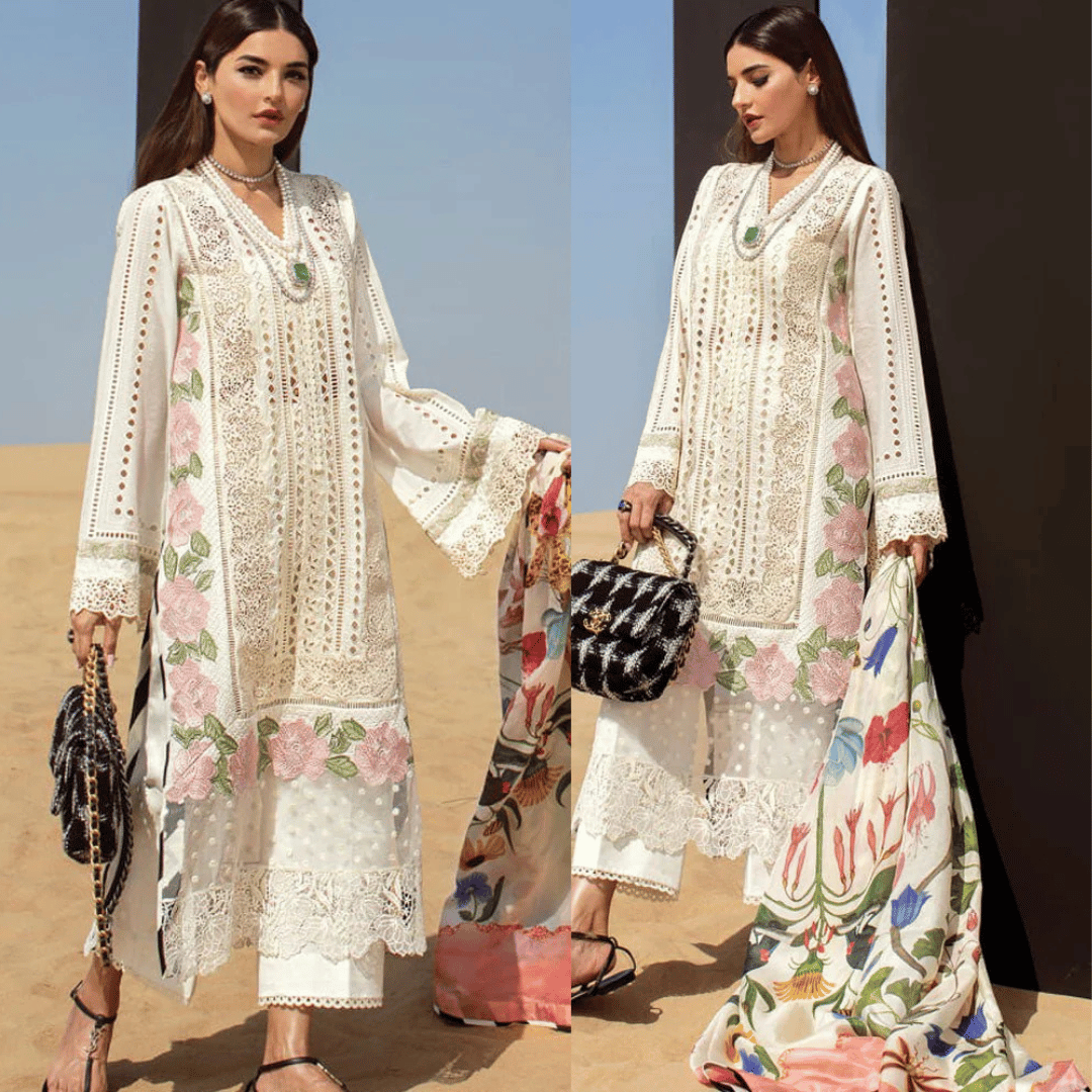 Crimson - 3PC LAWN HEAVY CHIKENKARI EMBROIDERED SUIT - VL1041