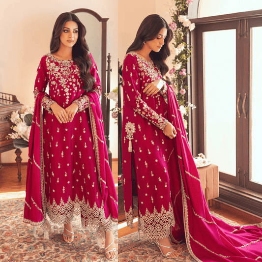 SUNNiA MANAHiL - 3pc Heavy Embroidered Lawn Stuff - VL1043