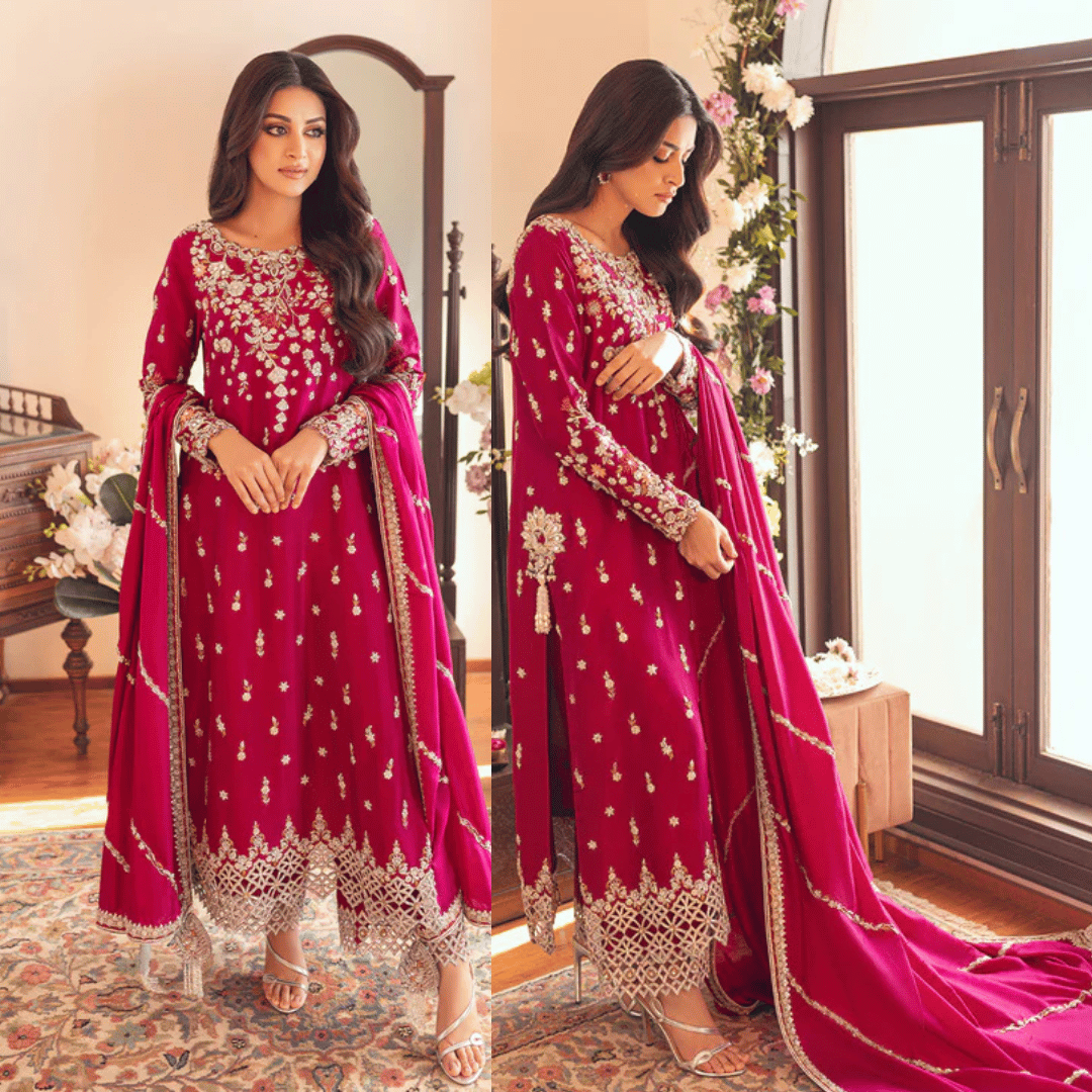SUNNiA MANAHiL - 3pc Heavy Embroidered Dhanak Stuff - VL1043