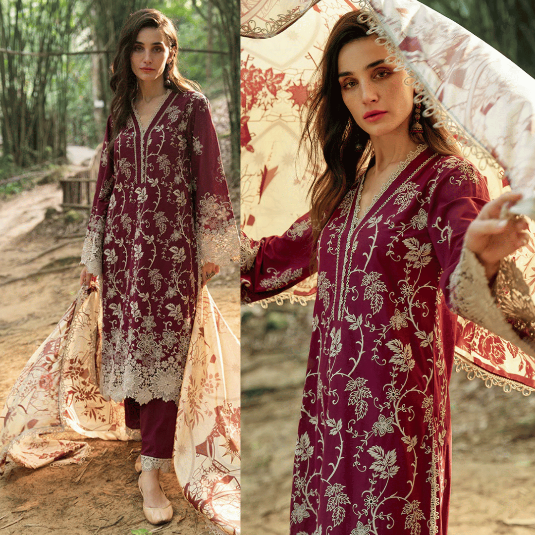 Asim Jofa, unstitched 3 piece embroidered Lawn summer suit - VL1046