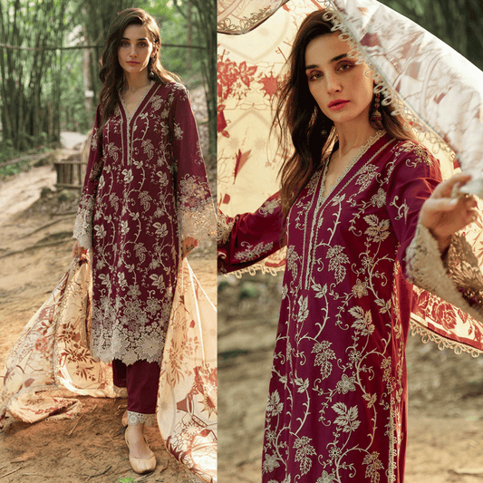 Asim Jofa, unstitched 3 piece embroidered Lawn summer suit - VL1046