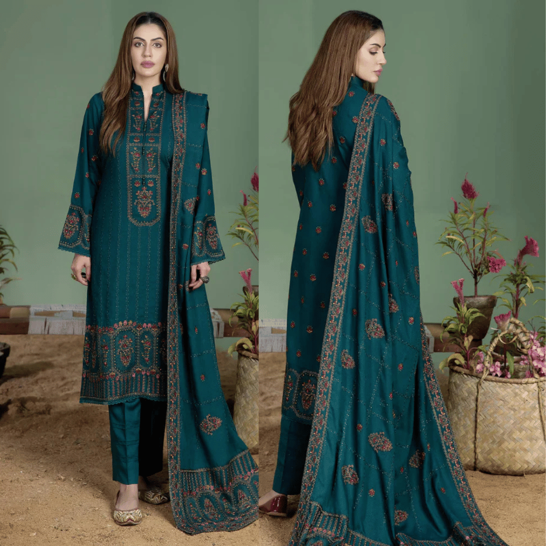 Mohagni - Winter 3PC Dhanak Embroidered Suit - VL1101