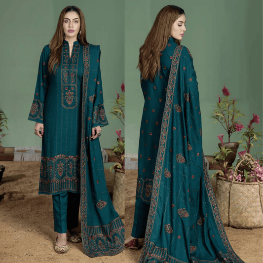 Mohagni - Winter 3PC Dhanak Embroidered Suit - VL1101