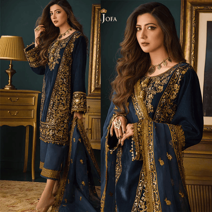 Asim Jofa - Embroidered Velvet 3piece suit - VL973