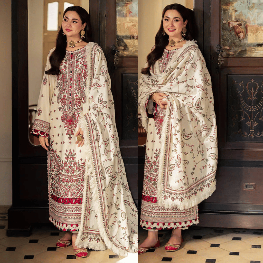 Asim Jofa - Winter 3PC Dhanak Embroidered Suit - VL1103