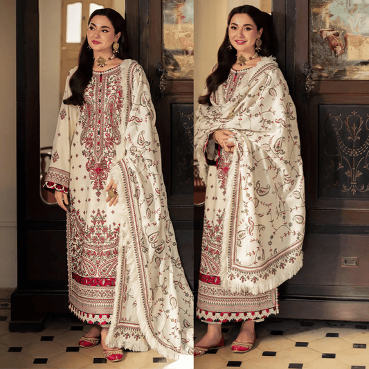 Asim Jofa - Winter 3PC Dhanak Embroidered Suit - VL1103