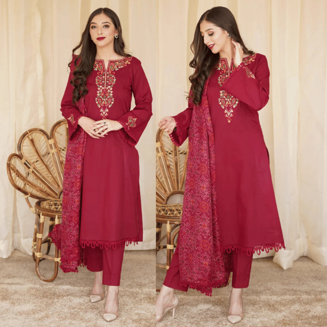 Asling - Winter 3PC Dhanak Embroidered Suit - VL1106