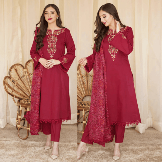 Asling - Winter 3PC Dhanak Embroidered Suit - VL1106