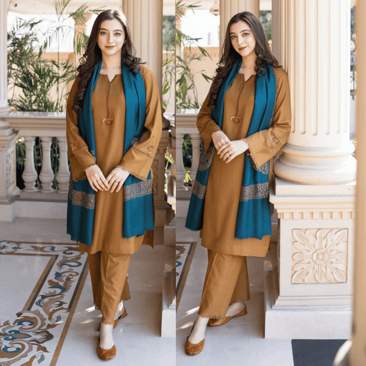 Asling - Winter 3PC Dhanak Embroidered Suit - VL1108