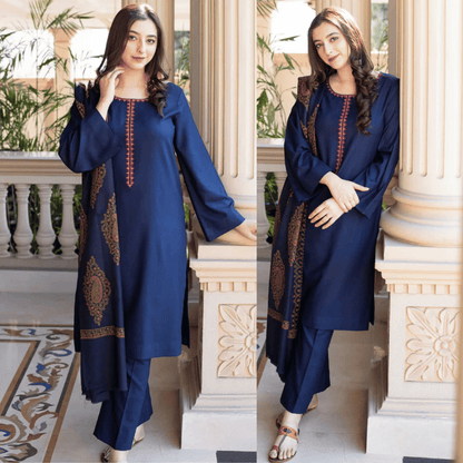 Asling - Winter 3PC Dhanak Embroidered Suit - VL1109