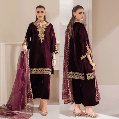 Barouqe Micro Velvet 9000 Festive 3 Piece Dress - VL979
