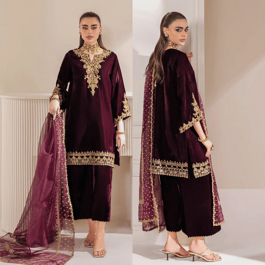 Barouqe Micro Velvet 9000 Festive 3 Piece Dress - VL979