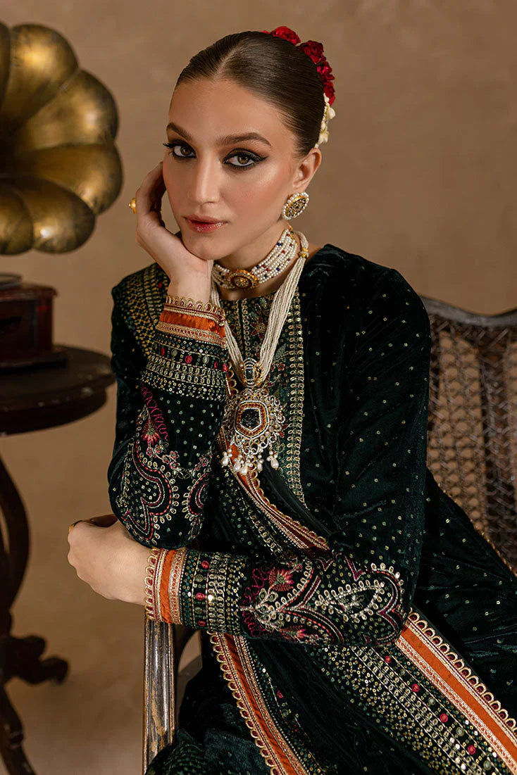 Ansub jahangir Embroidered Velvet 3piece suit - VL974