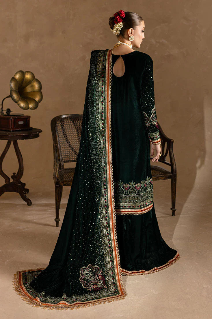 Ansub jahangir Embroidered Velvet 3piece suit - VL974