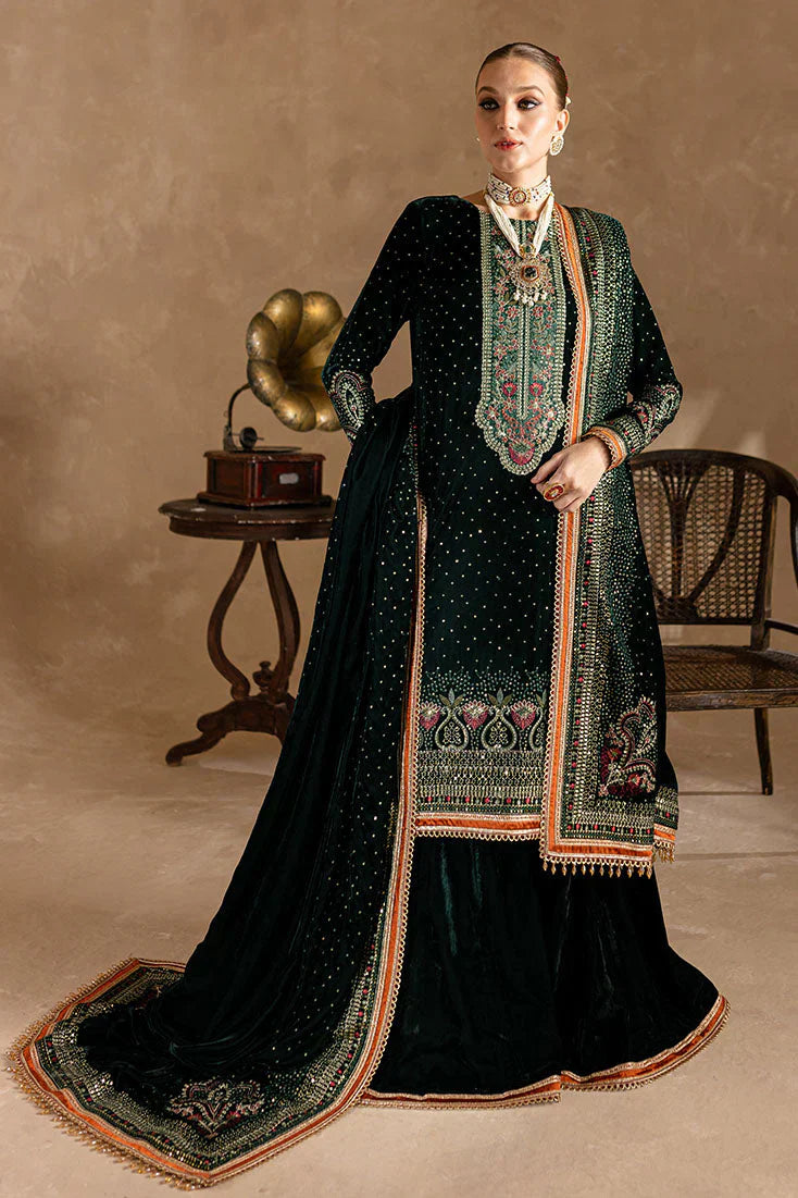 Ansub jahangir Embroidered Velvet 3piece suit - VL974