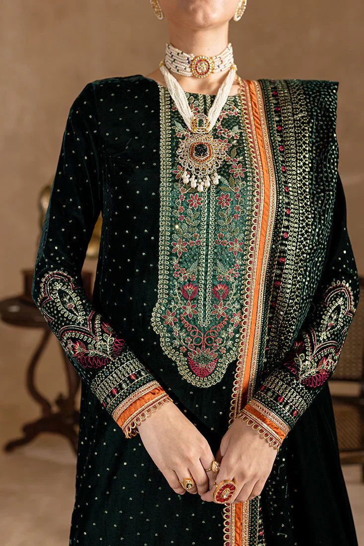 Ansub jahangir Embroidered Velvet 3piece suit - VL974