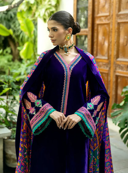 Charizma Embroidered Velvet 3piece suit - VL975