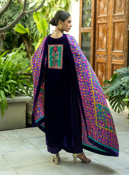 Charizma Embroidered Velvet 3piece suit - VL975