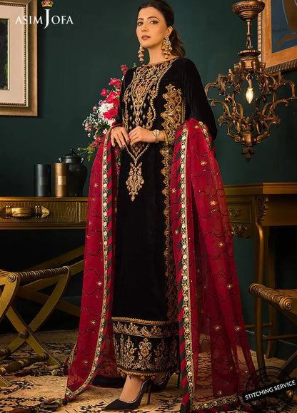 Asim jofa Embroidered Velvet 3piece suit - VL976