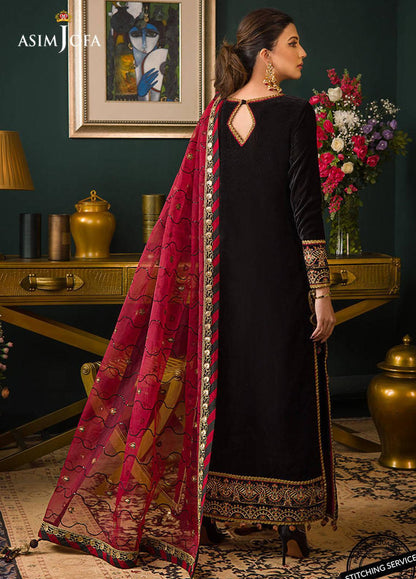 Asim jofa Embroidered Velvet 3piece suit - VL976