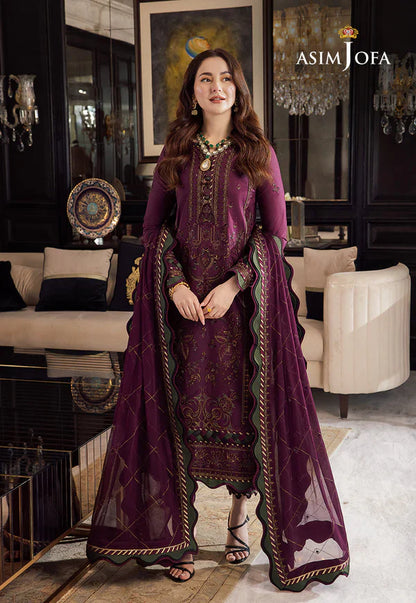 Asim Jofa, unstitched 3 piece lawn sequence embroidered suit - VL1024