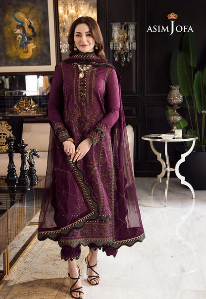 Asim Jofa, unstitched 3 piece lawn sequence embroidered suit - VL1024