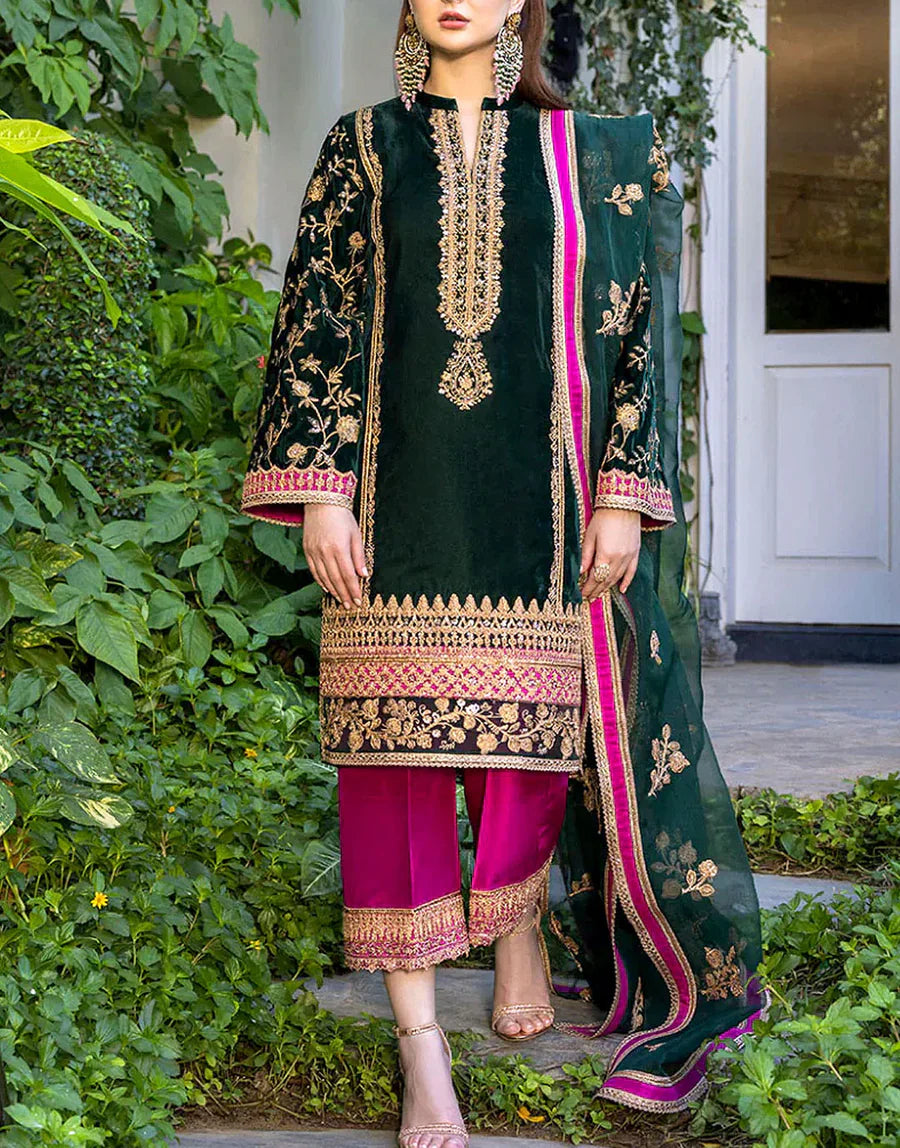 Zainab Chottani - Embroidered Velvet Dress - VL987