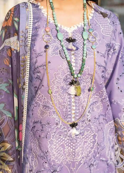 3.Piece Unstitched Heavy Embroidered Lawn Suit With Digital Printed Silk Dupatta. VL489