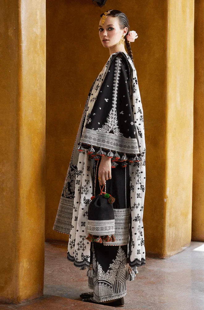 3 Piece Unstitched Heavy Embroidered Lawn Suit - VL1025